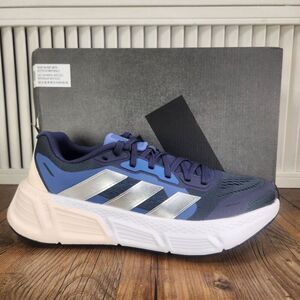 Adidas Women's Blue and Silver Sneakers